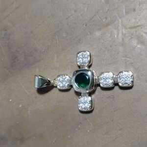 Elegant Gold and Green Cross Pendant-gold Plated